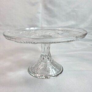 McKee Antique Glass EAPG Pedestal Cake Stand Isis Pattern Flowers & Starbursts